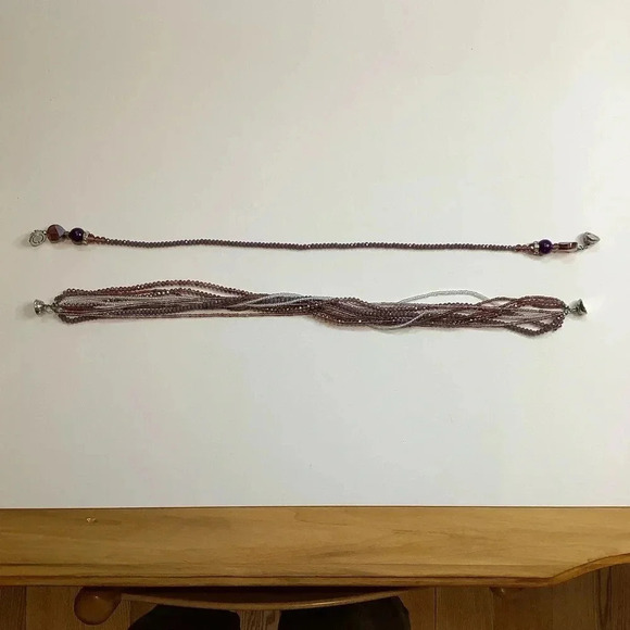 2/$30 VINTAGE Beaded Magnetic Purple/Silver 4 in 1 Necklace - Picture 9 of 16